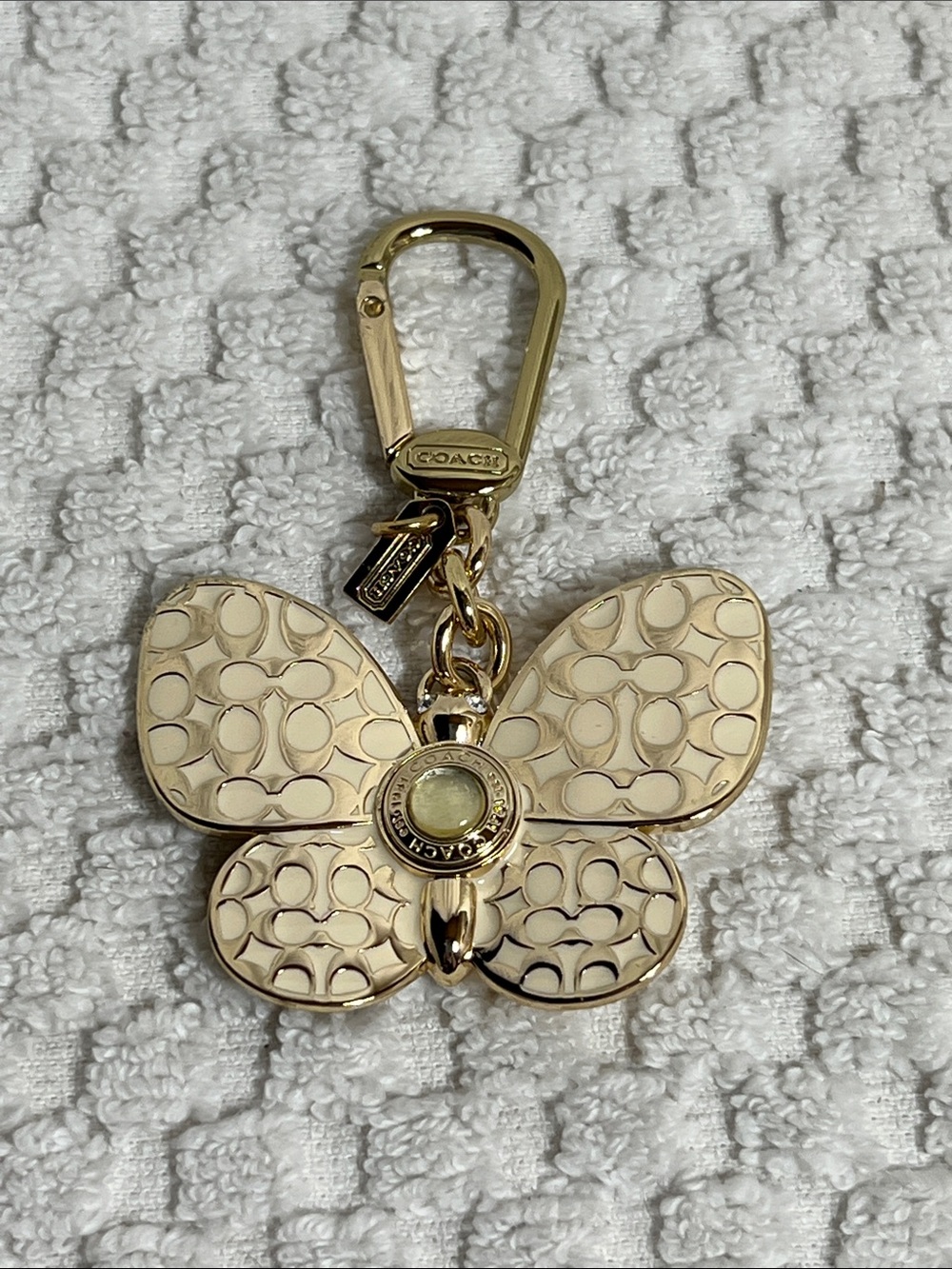 Coach Gold and Cream Butterfly Keychain Charm